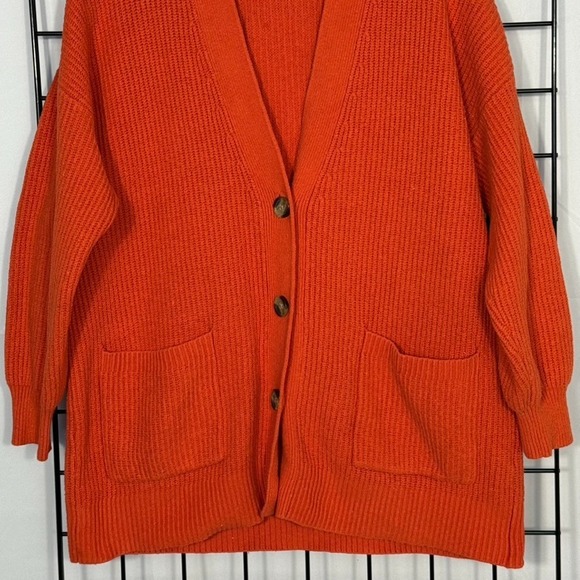 Aerie Oversized Cardigan‎ Sweater Womens Small Orange Academia Boyfriend Fall - Picture 3 of 12
